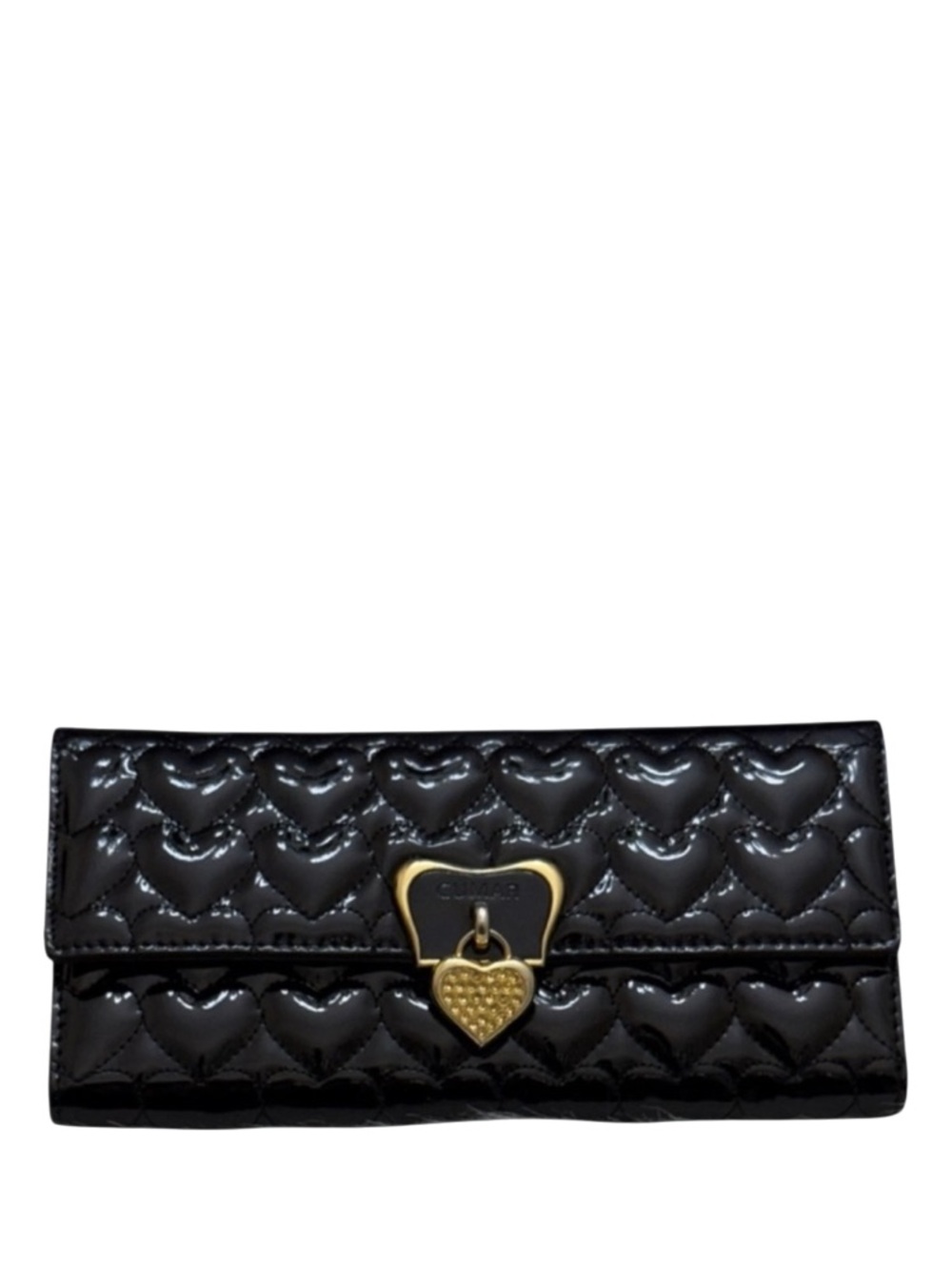 CUMAR ITALY - BLACK PATENT LEATHER LONG BIFOLD SNAP WALLET